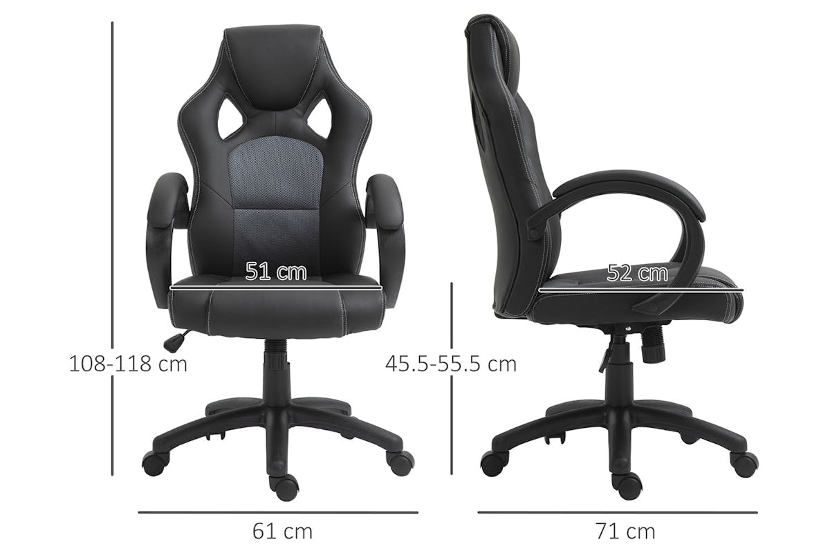 Homcom 360° Swivel Office Chair with Head Support | Black/Grey-5