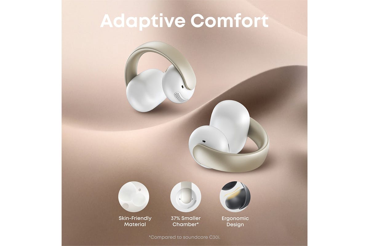 Soundcore AeroClip Open-Ear Earbuds with Adaptive Comfort | White-3
