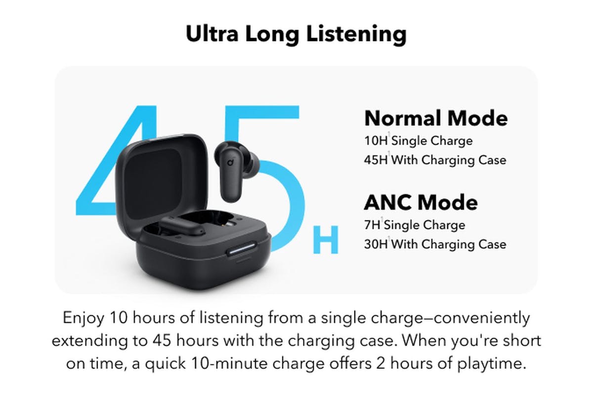 Soundcore R50i Anc Noise Cancelling Earbuds | Bluetooth 5.4 Wireless | Black-2