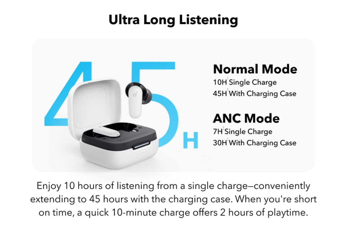 Soundcore R50i Anc Earbuds White | Wireless Bluetooth Noise Cancelling Headphones-5