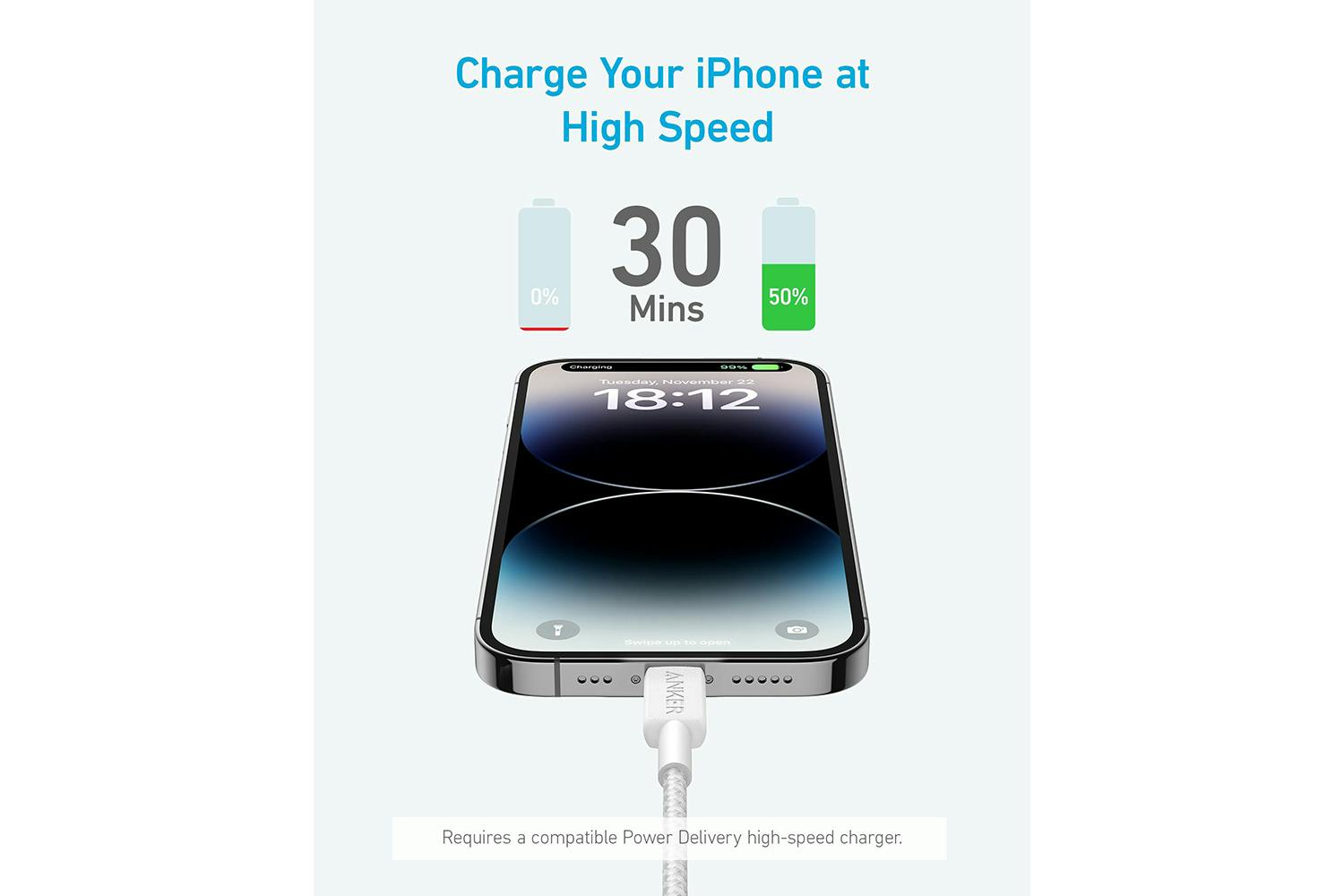 Anker 322 USB-C to Lightning Cable | 0.9m | White-4