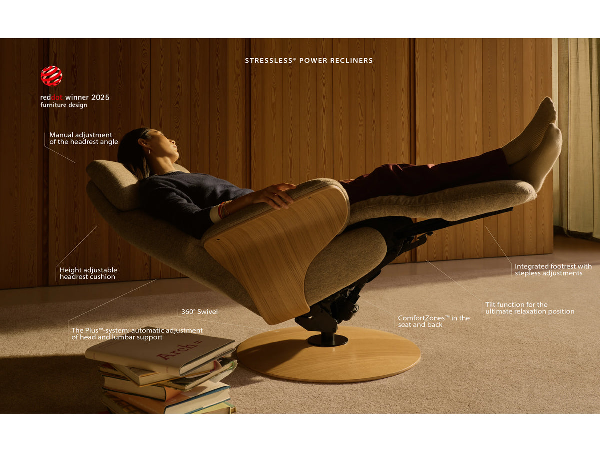 Stressless Adam Power Recliner Sirius Base | Zero Gravity | Fabric | Offwhite-3