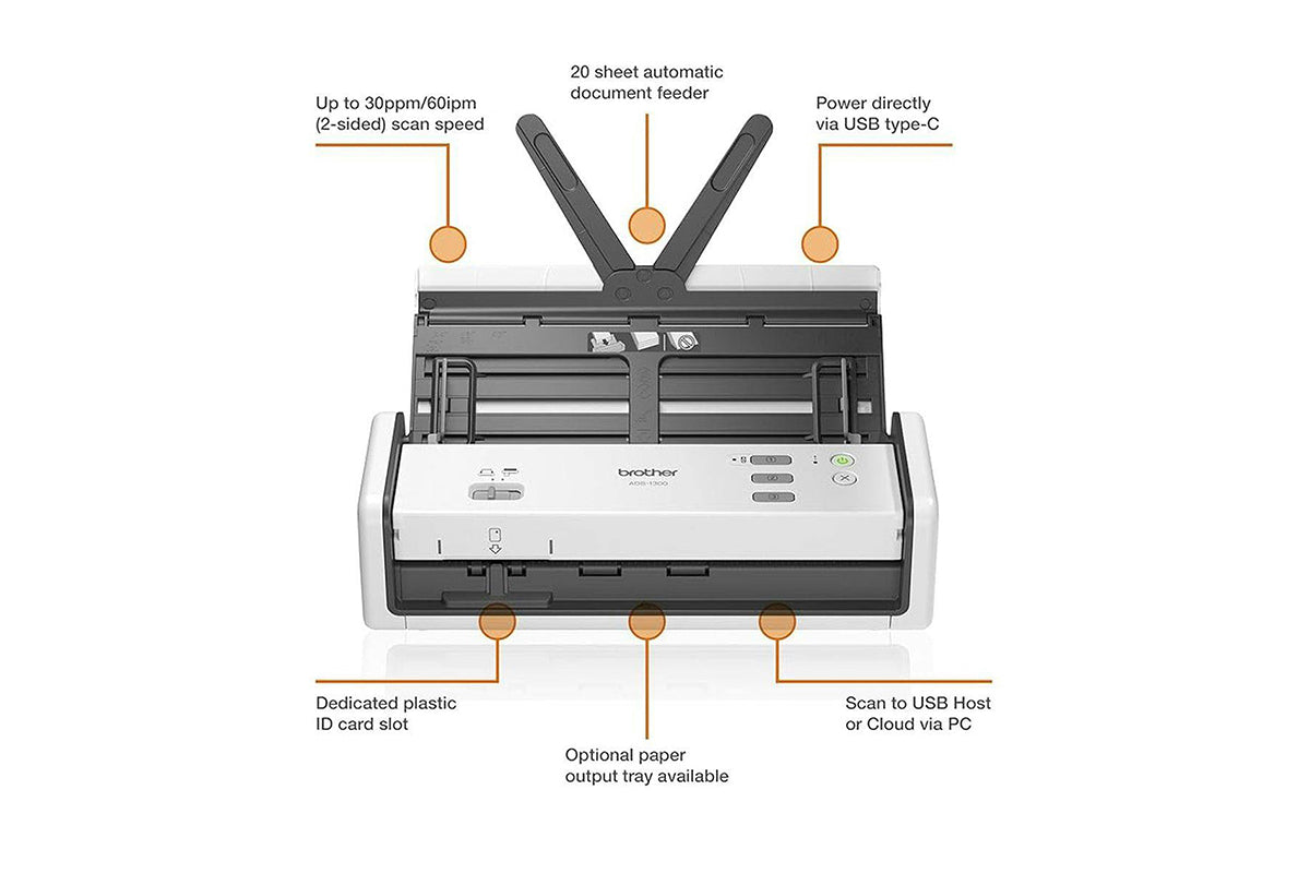 Brother Compact Portable Document Scanner - ADS1300-4