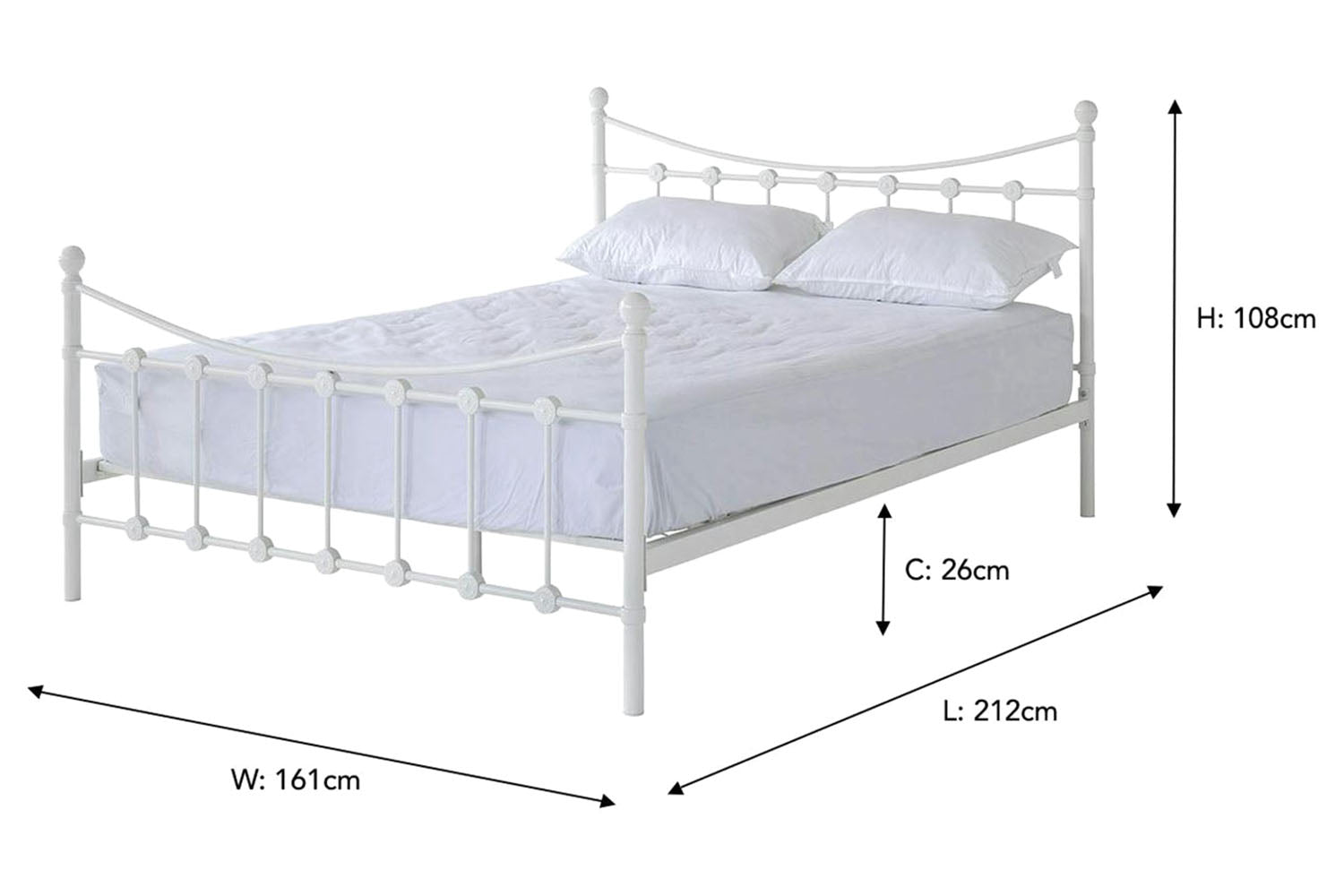 Diane Bed Frame | King | 5ft | White-3