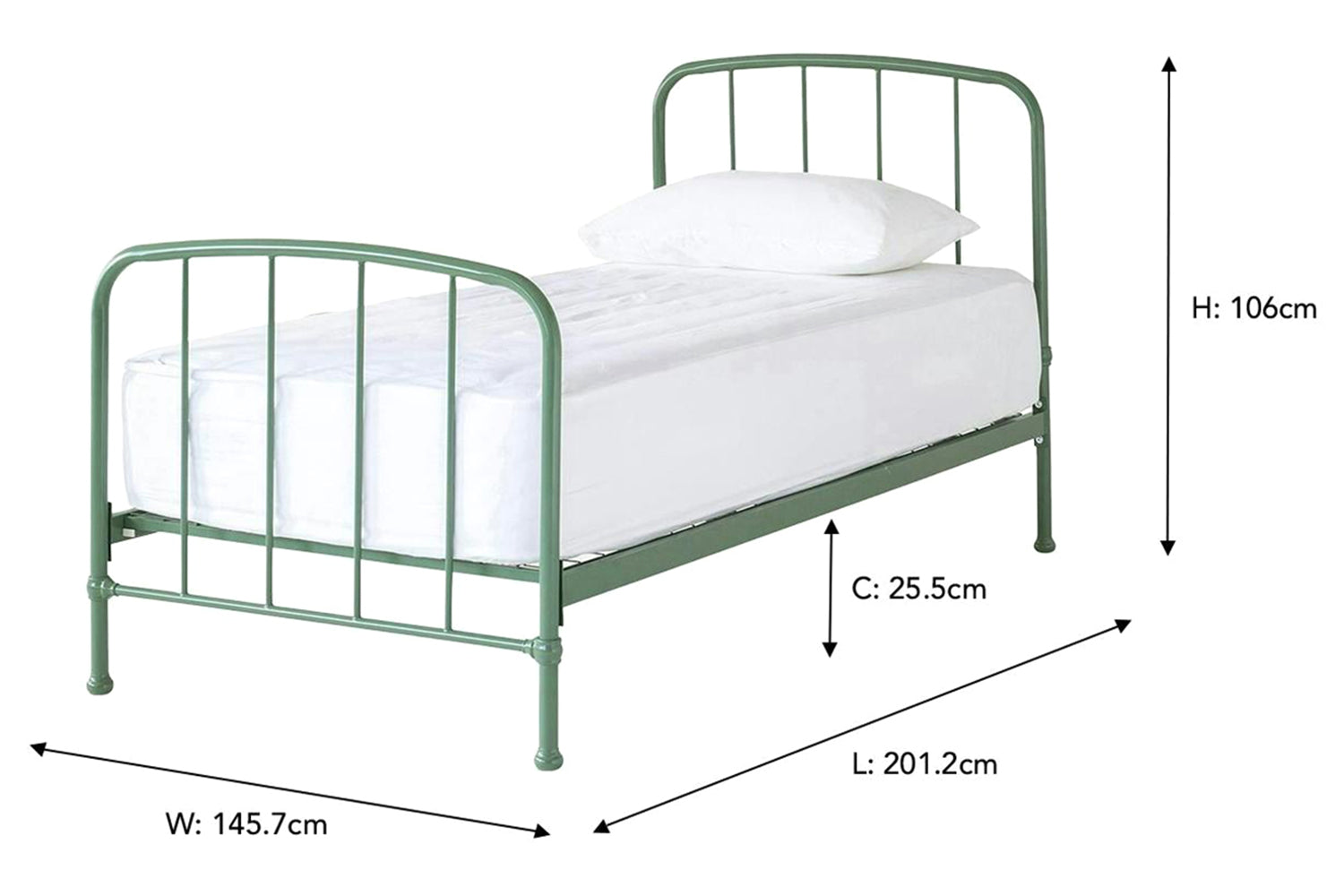 Dillon Bed Frame | Double | 4ft6 | Green-3