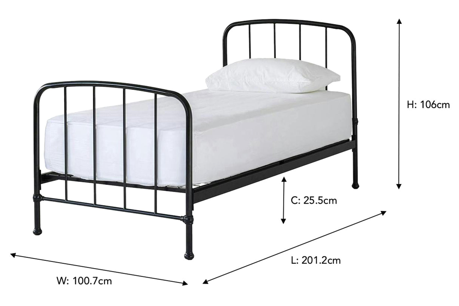 Dillon Bed Frame | Single | 3ft | Black-3
