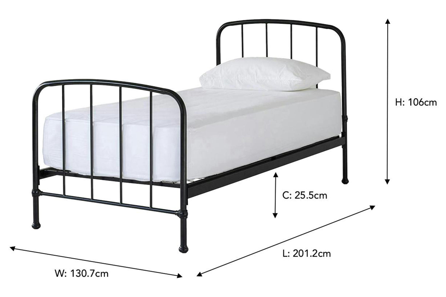 Dillon Bed Frame | Small Double | 4ft | Black-3