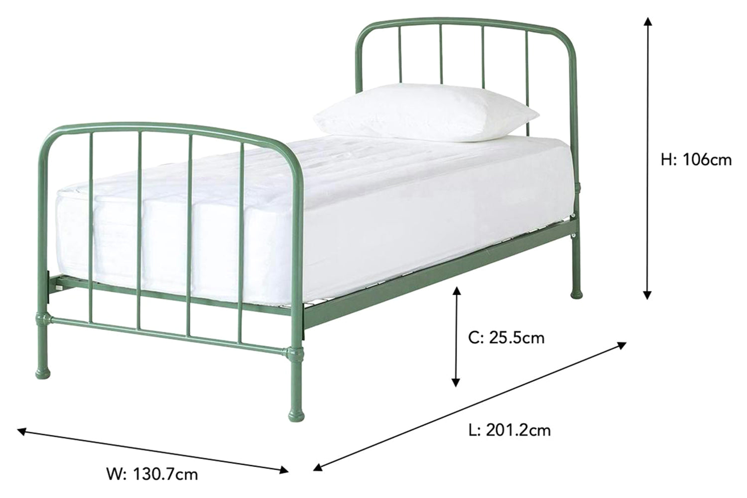 Dillon Bed Frame | Small Double | 4ft | Green-3