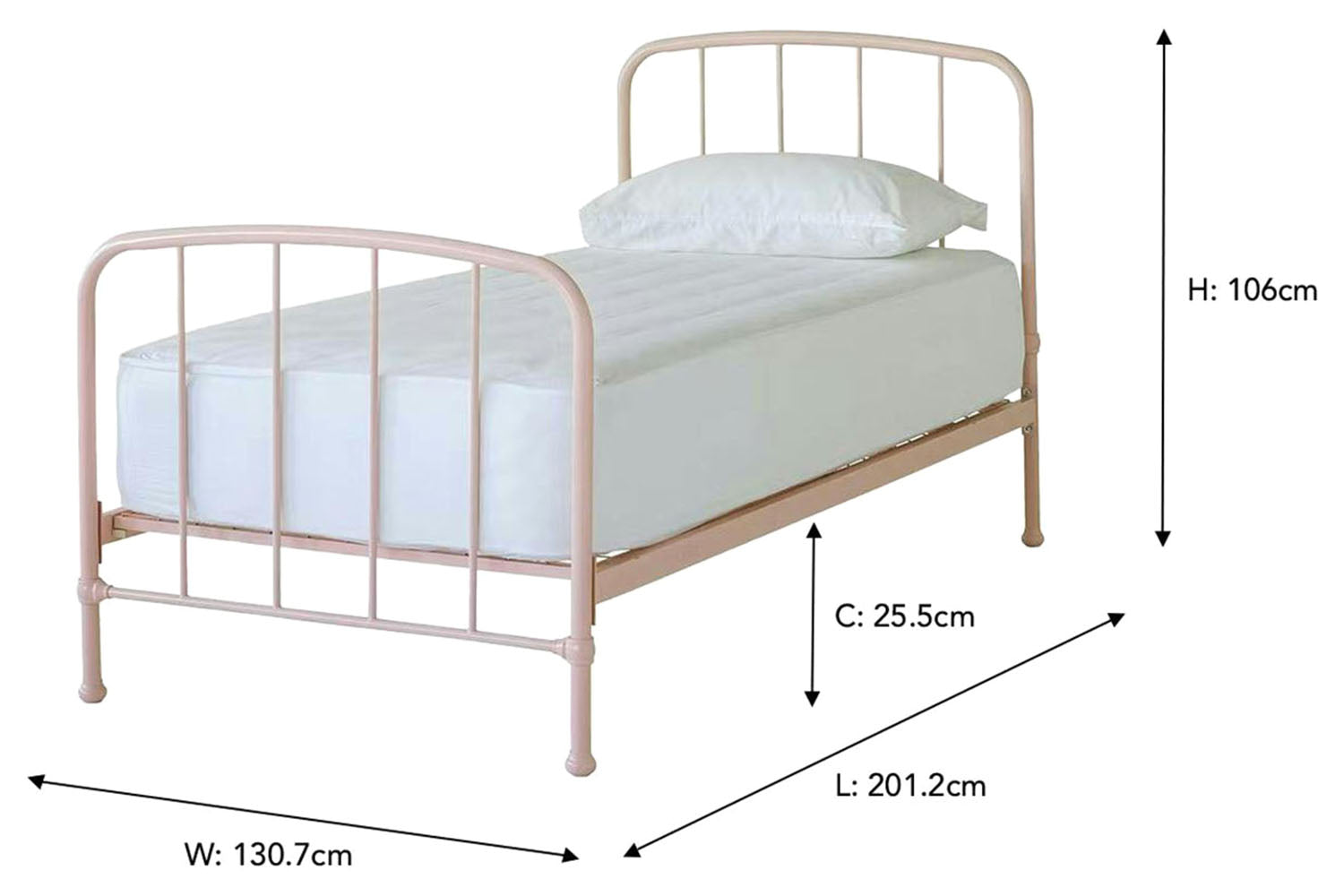 Dillon Bed Frame | Small Double | 4ft | Blush-3