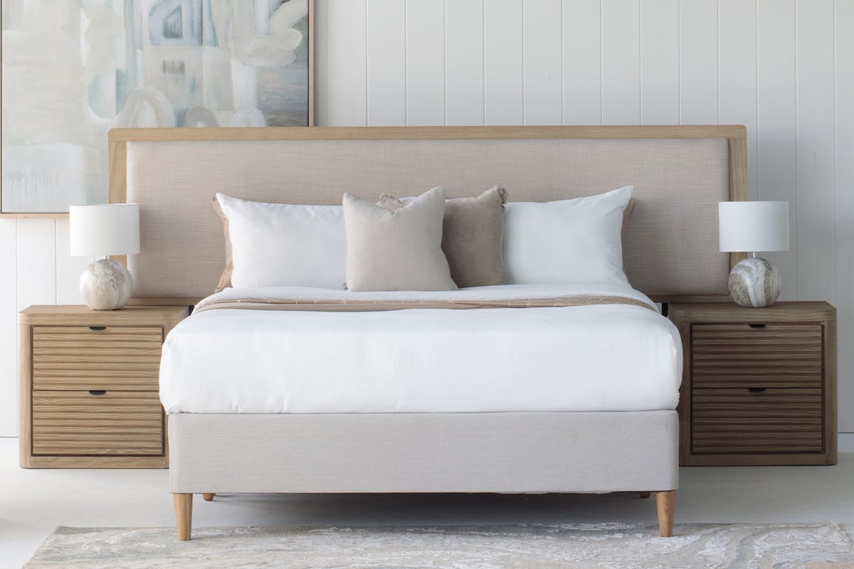 Albury Headboard with 2 Bedside Lockers | Adjustable Size | Oak Effect-2