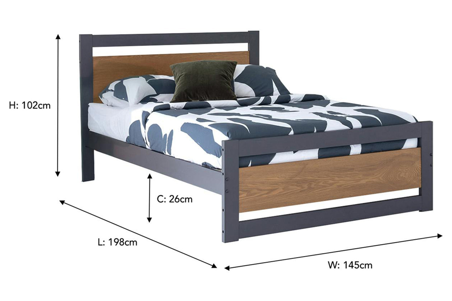 Alexis Bed Frame | Double | 4ft6 | Ash/Charcoal-3