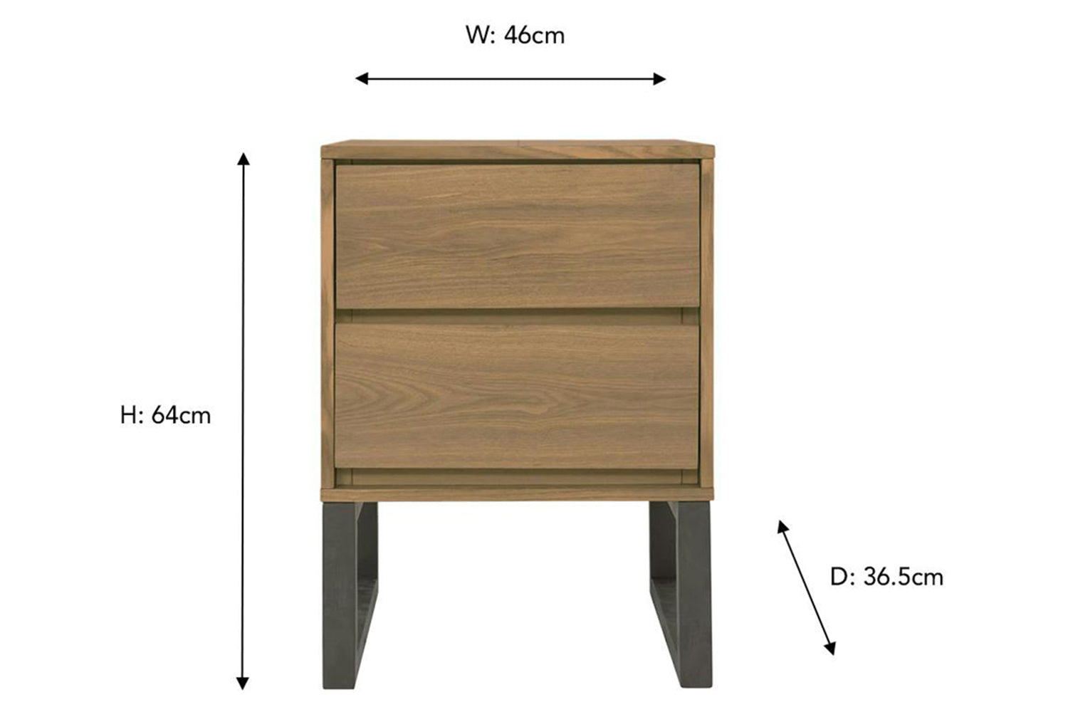 Alexis Bedside Table | 2 Drawer | Ash/Charcoal-3