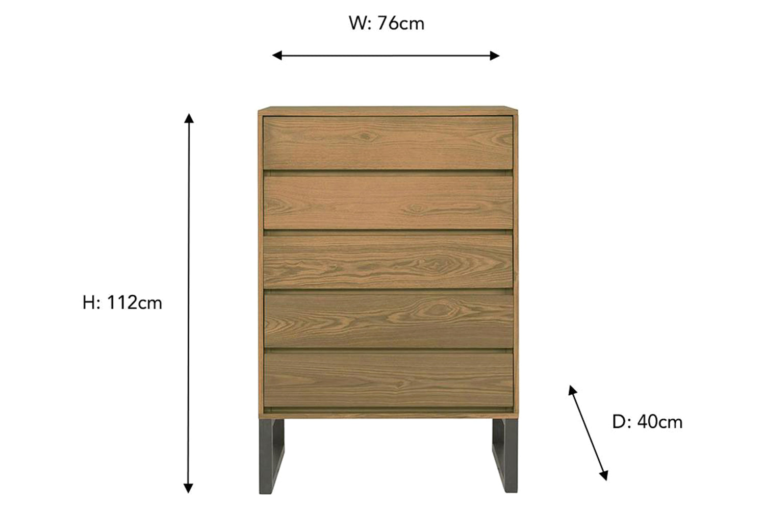 Alexis Chest Of Drawer | 5 Drawer | Ash/Charcoal-3