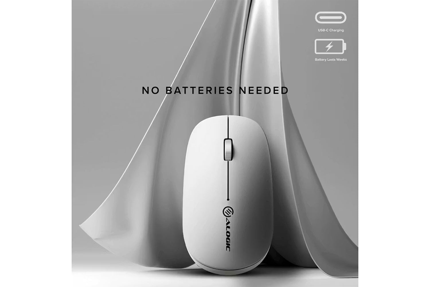 Alogic Echelon USB-C Rechargeable Wireless Mouse | AMBT4KWH | White-2