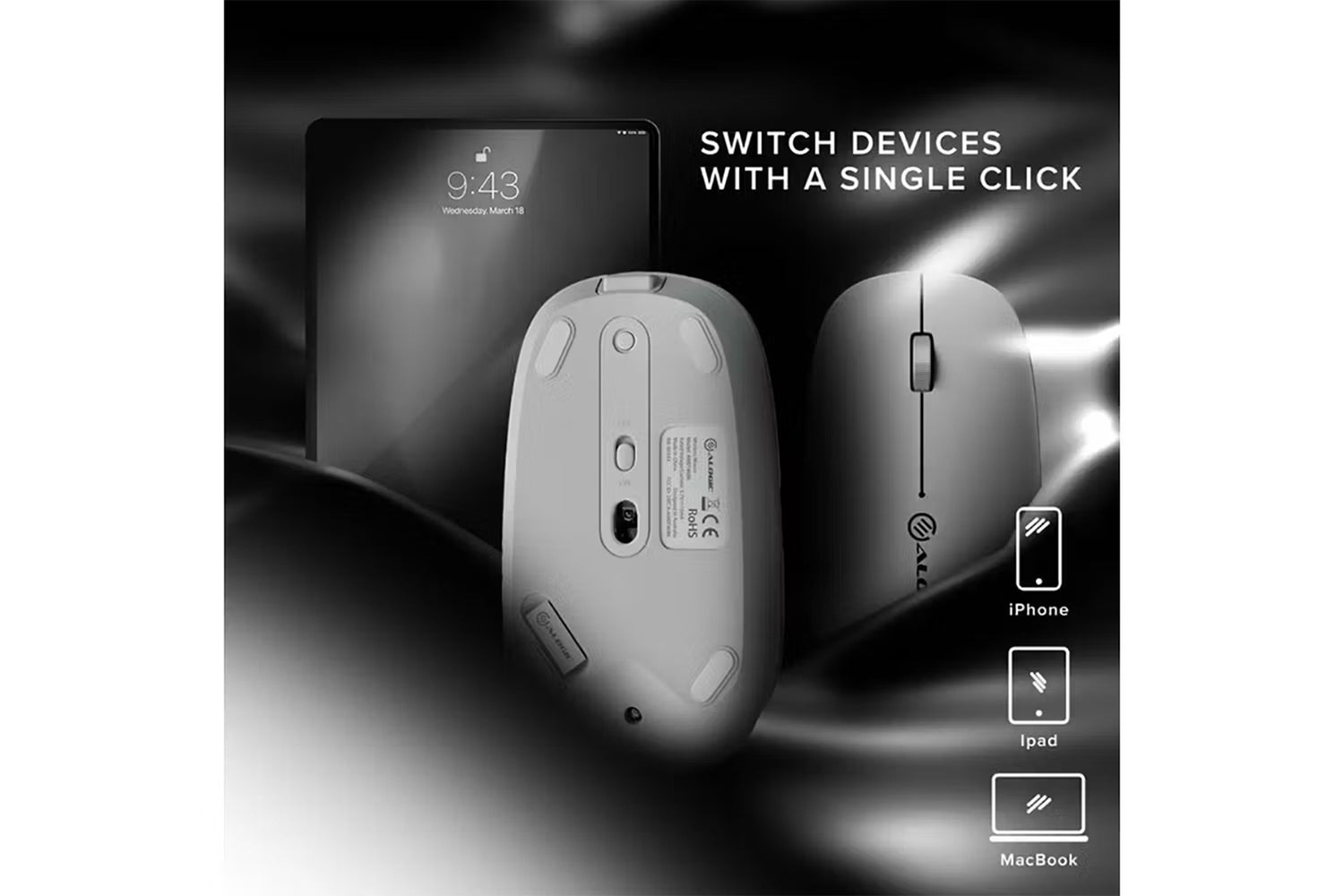 Alogic Echelon USB-C Rechargeable Wireless Mouse | AMBT4KWH | White-5