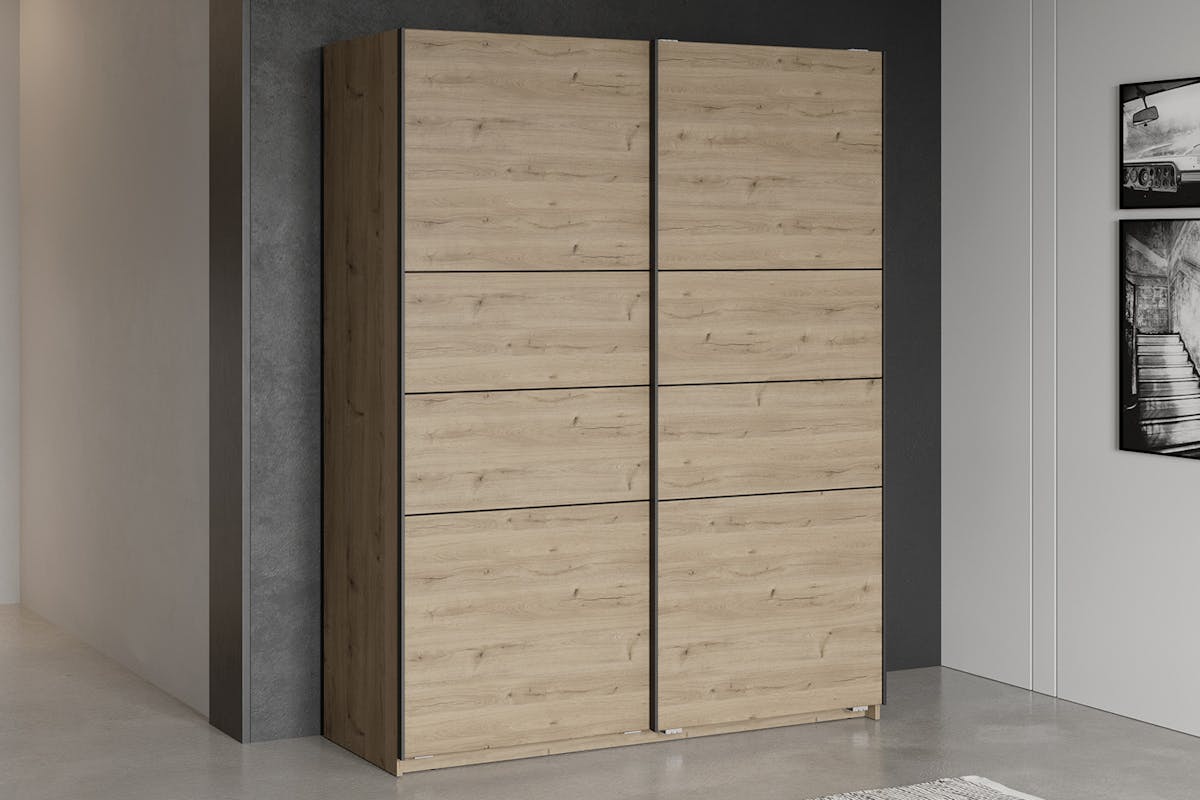 Blokty Sliding Door Wardrobe | 2 Doors | Oak Effect | 1.5 m-2