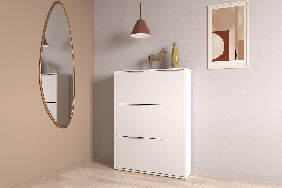 Ghost Shoe Storage Cabinet | 1 Door + 3 Compartments | White-2