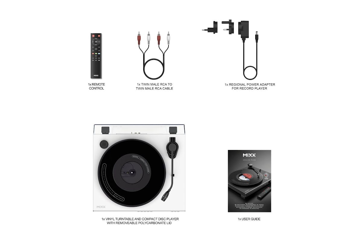Mixx Analog Plus 2-in-1 CD/Record Player with Bluetooth | White | MRRP-85-WH-583-13