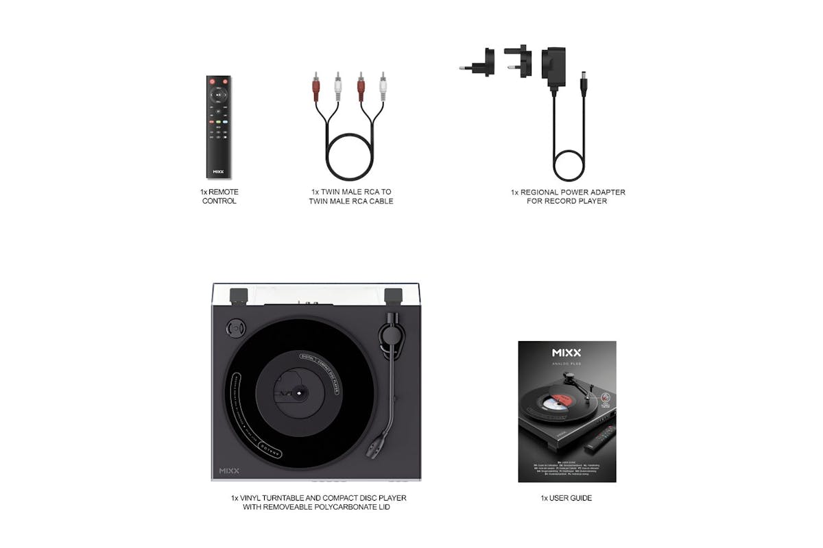 Mixx Analog Plus 2-in-1 CD/Record Player with Bluetooth | Black | MRRP-85-BK-582-13