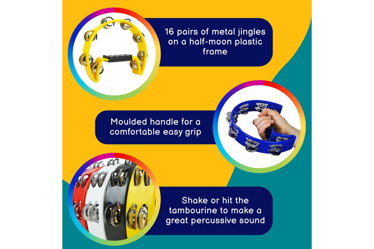 A-star Half Moon Assorted Colour Tambourine Pack Of 10-2