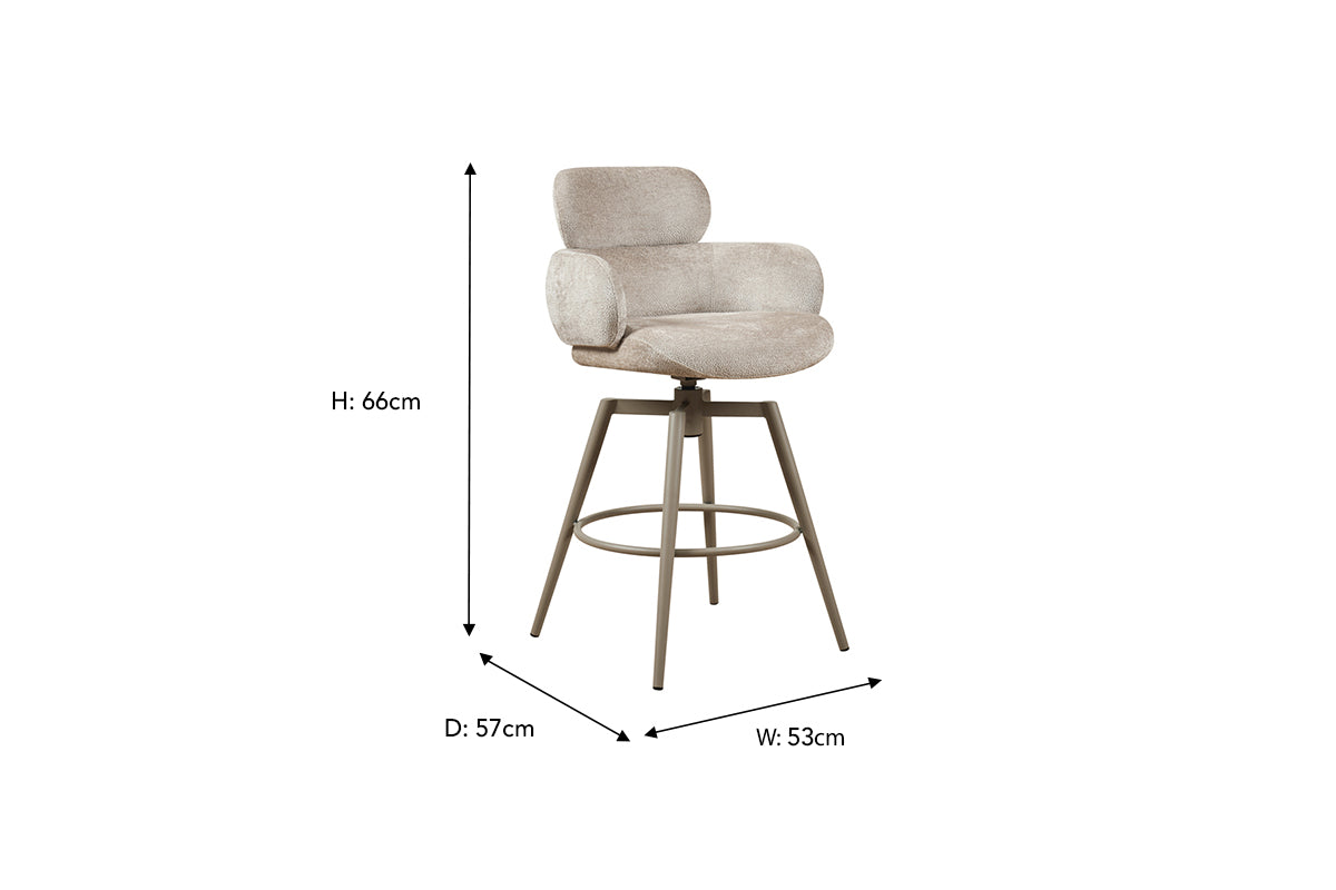 Vera Counter Stool | Swivel | Beige-3