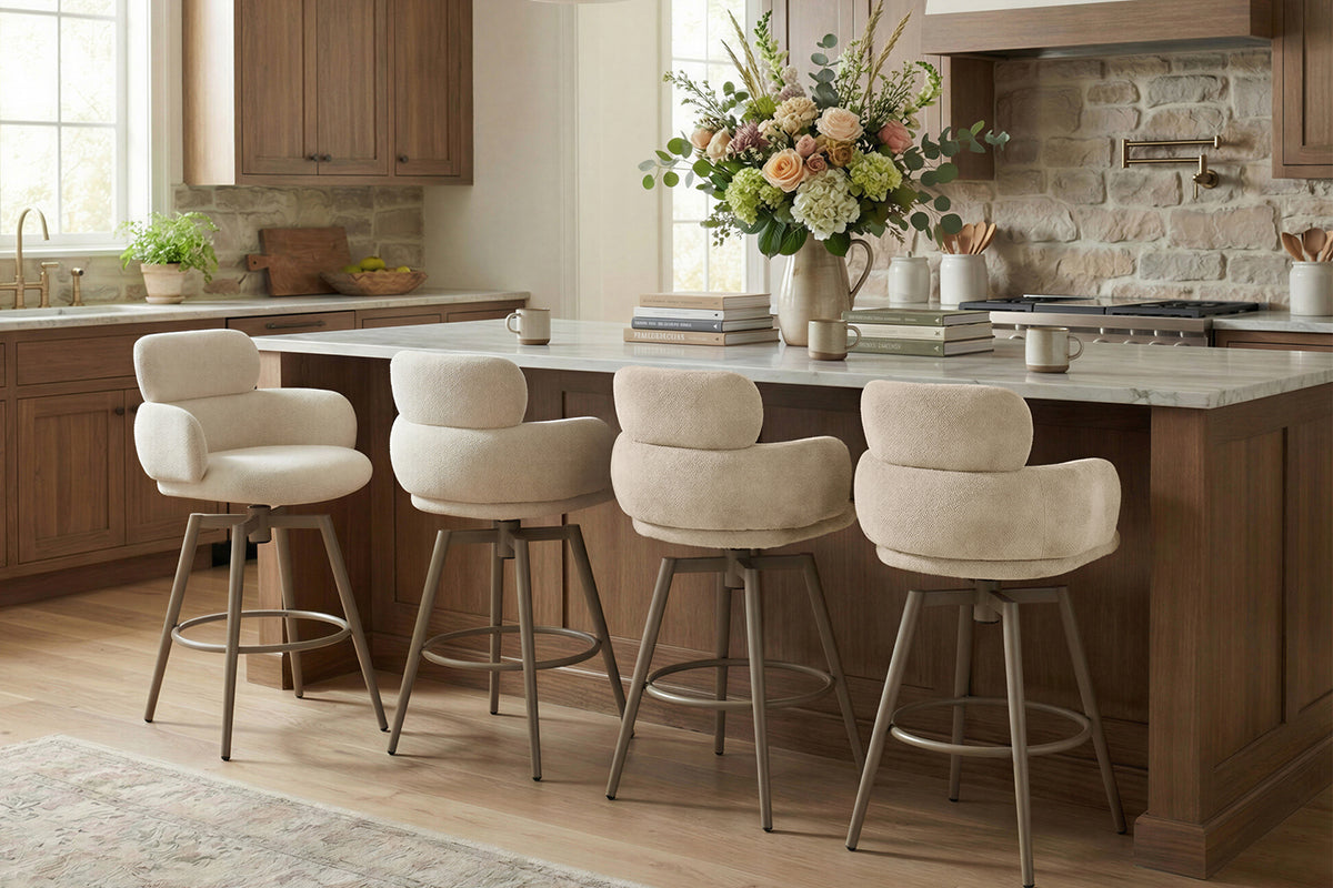 Vera Counter Stool | Swivel | Beige-2