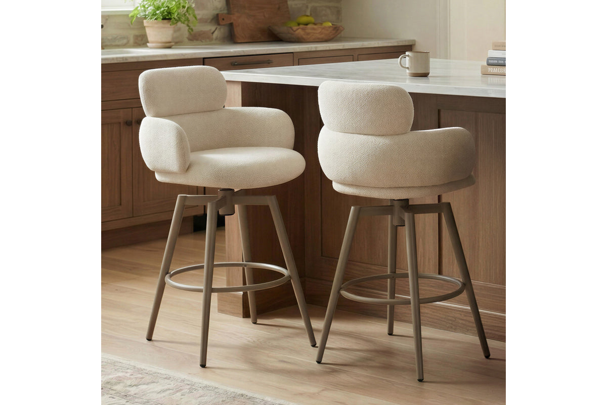 Vera Counter Stool | Swivel | Beige-7