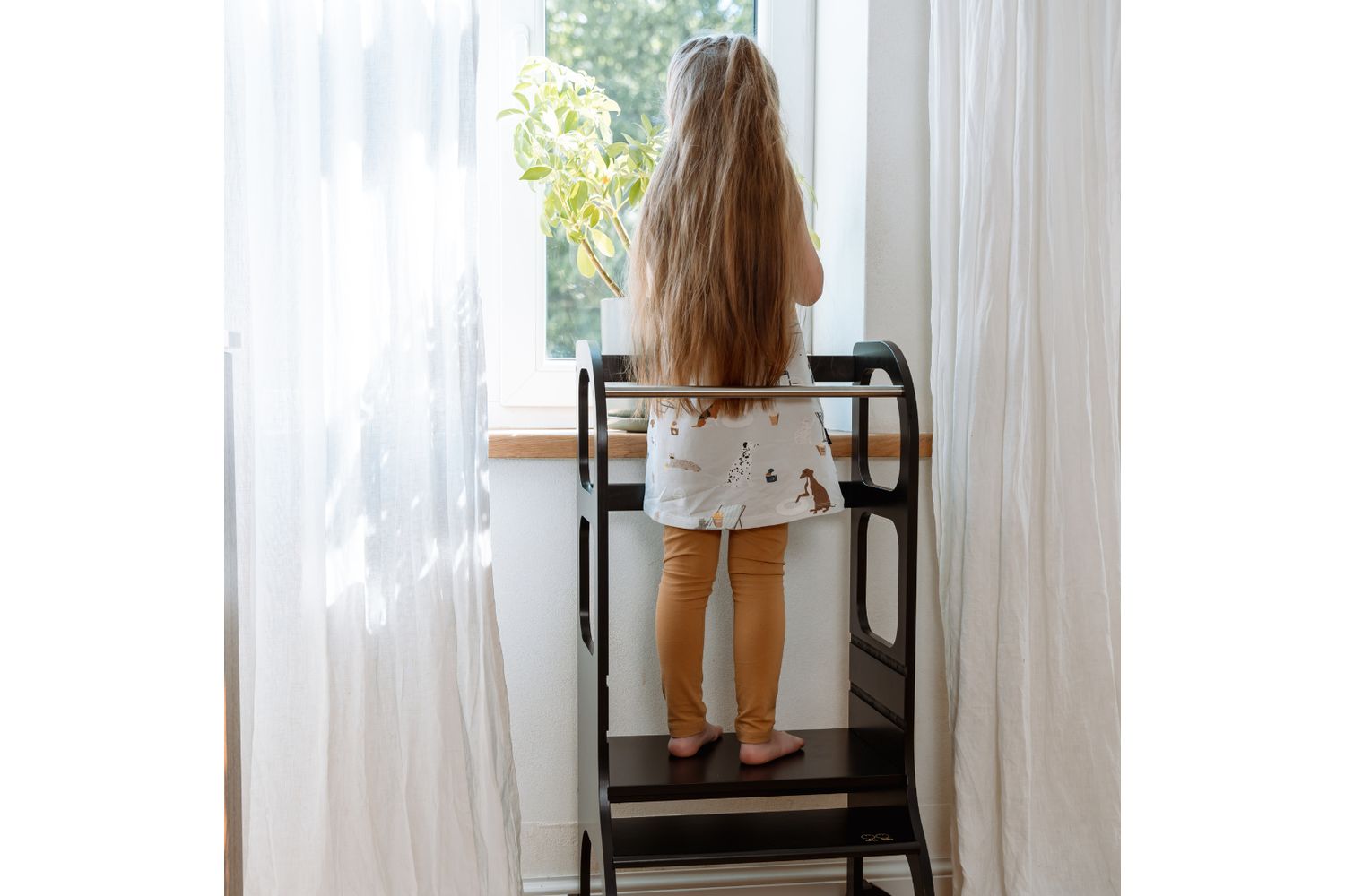 Ette Tete Adjustable Helper Tower Step Up Black | Helper Tower | Wood | Adjustable Height-4