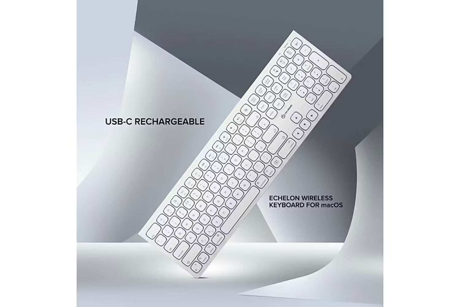 Alogic Echelon USB-C Rechargeable Wireless Keyboard for macOS | White-2