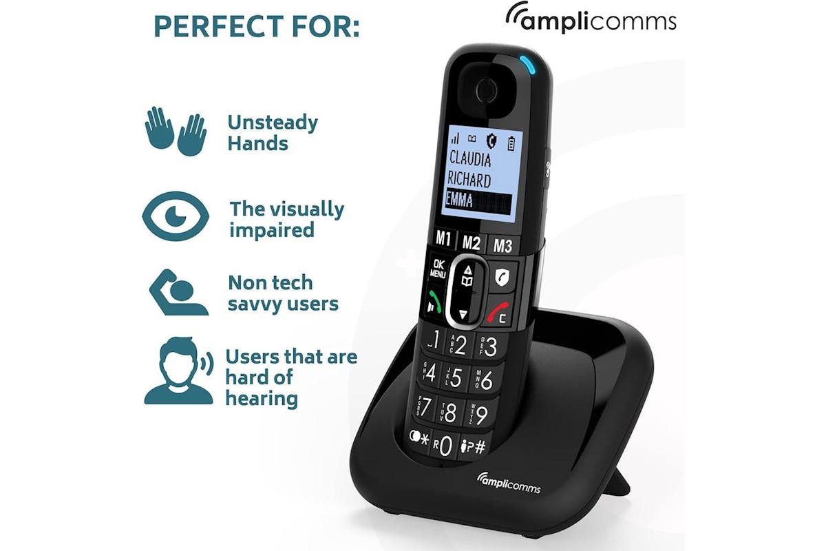 Amplicomms Twin Cordless Big Button Phone | Black | ATL1423457-2