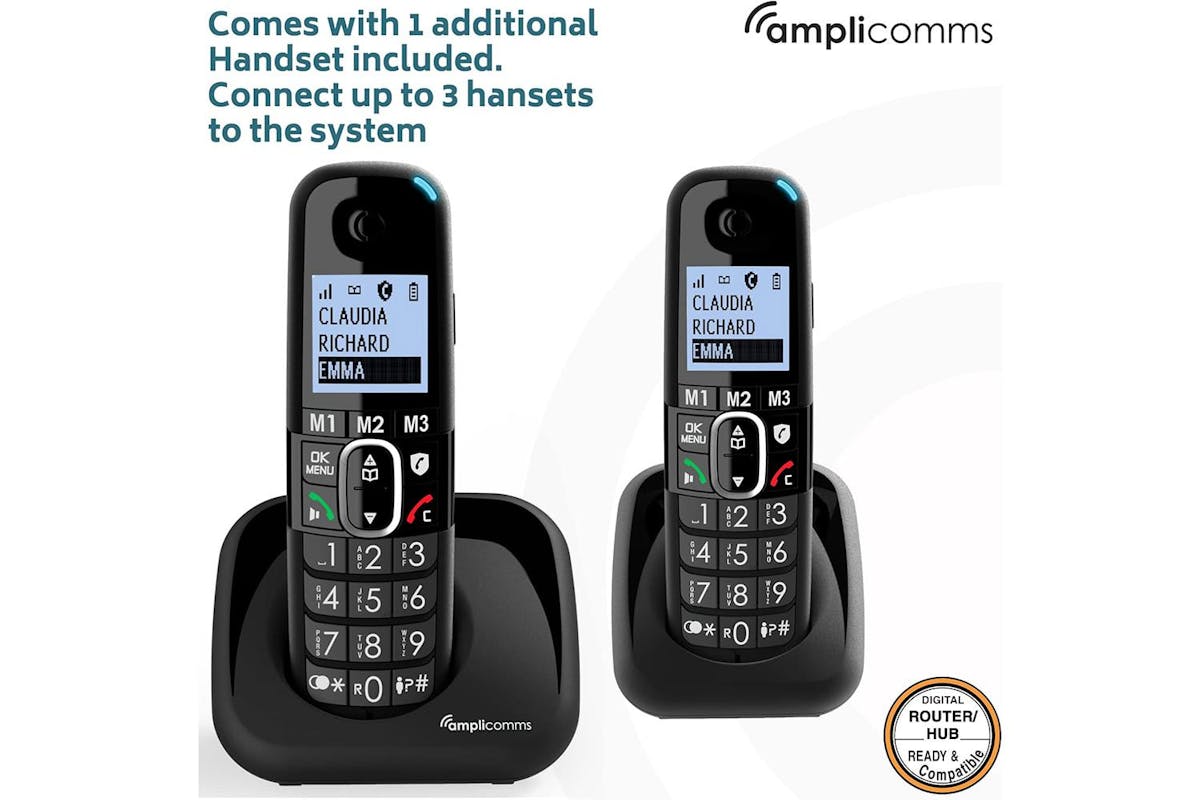 Amplicomms Twin Cordless Big Button Phone | Black | ATL1423457-5