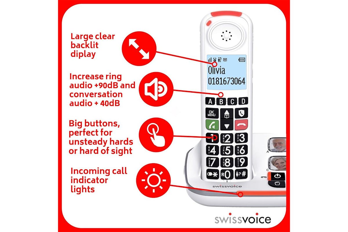 Swissvoice Twin Big Button Cordless Phone | White | ATL1424010-6