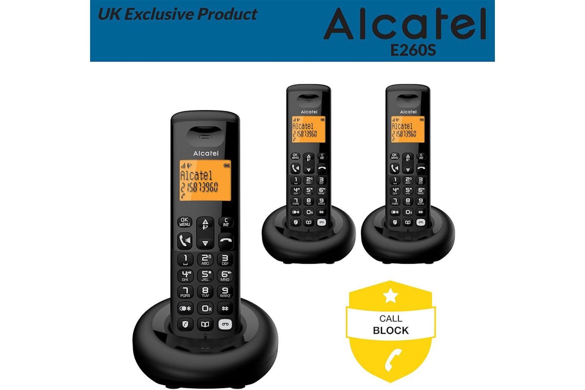 Alcatel E260 Trio Cordless Phone | Home Phone | Black | ATL1427349-5