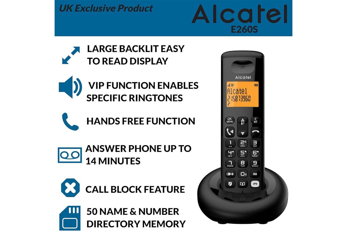 Alcatel E260 Trio Cordless Phone | Home Phone | Black | ATL1427349-6
