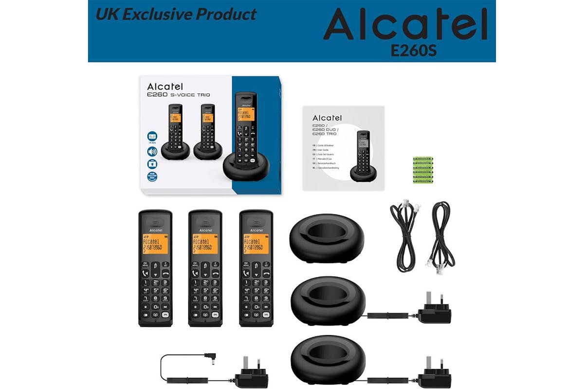 Alcatel E260 Trio Cordless Phone | Home Phone | Black | ATL1427349-7