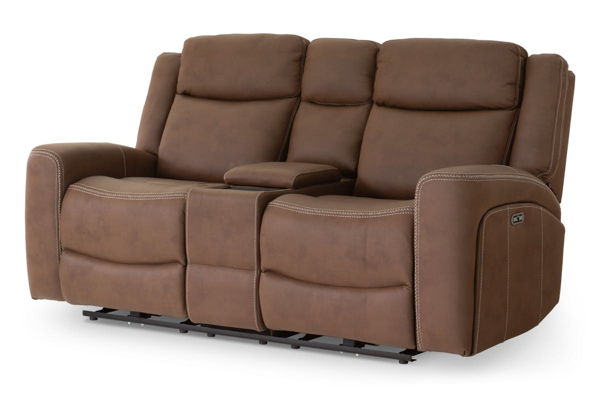 Atlanta 2 Seater Sofa | Console | Power Recliner | Brown-3