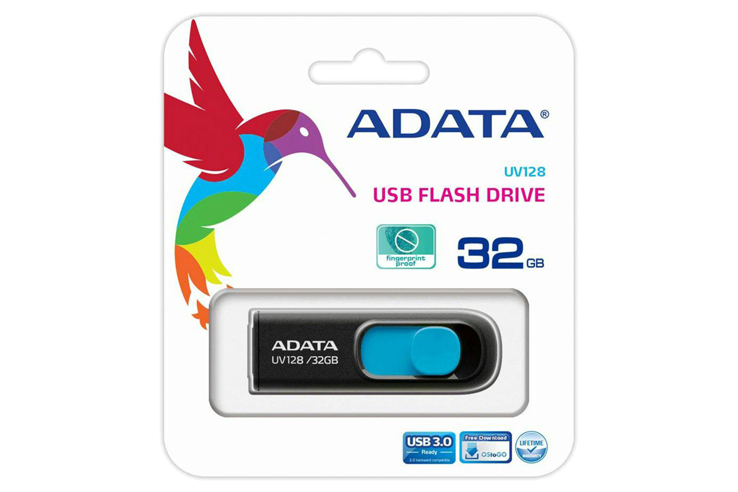 ADATA UV128 USB Flash Drive | 32GB | Black/Blue-4