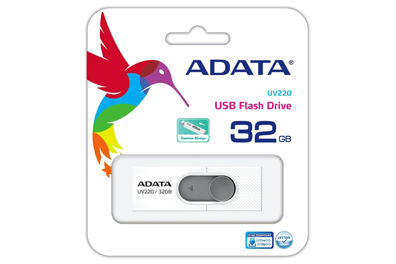 ADATA UV220 USB Flash Drive | 32GB | White/Grey-3