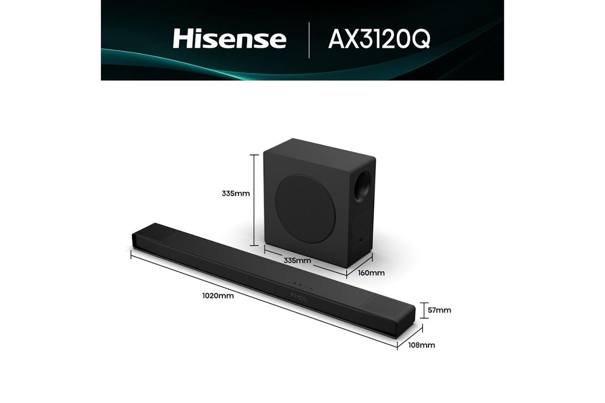 Hisense AX Series 3.1.2ch Soundbar with Wireless Subwoofer | AX3120Q-12
