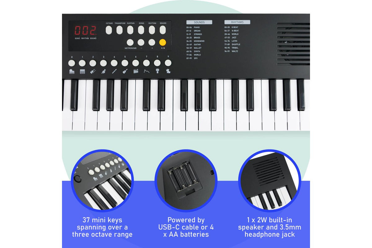 Axus Mini Keyboard 37 Key Keyboard - Black-2