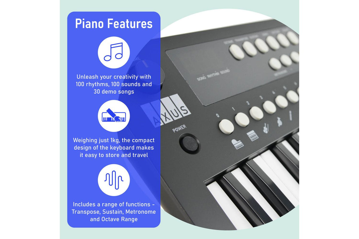 Axus Mini Keyboard 37 Key Keyboard - Black-3