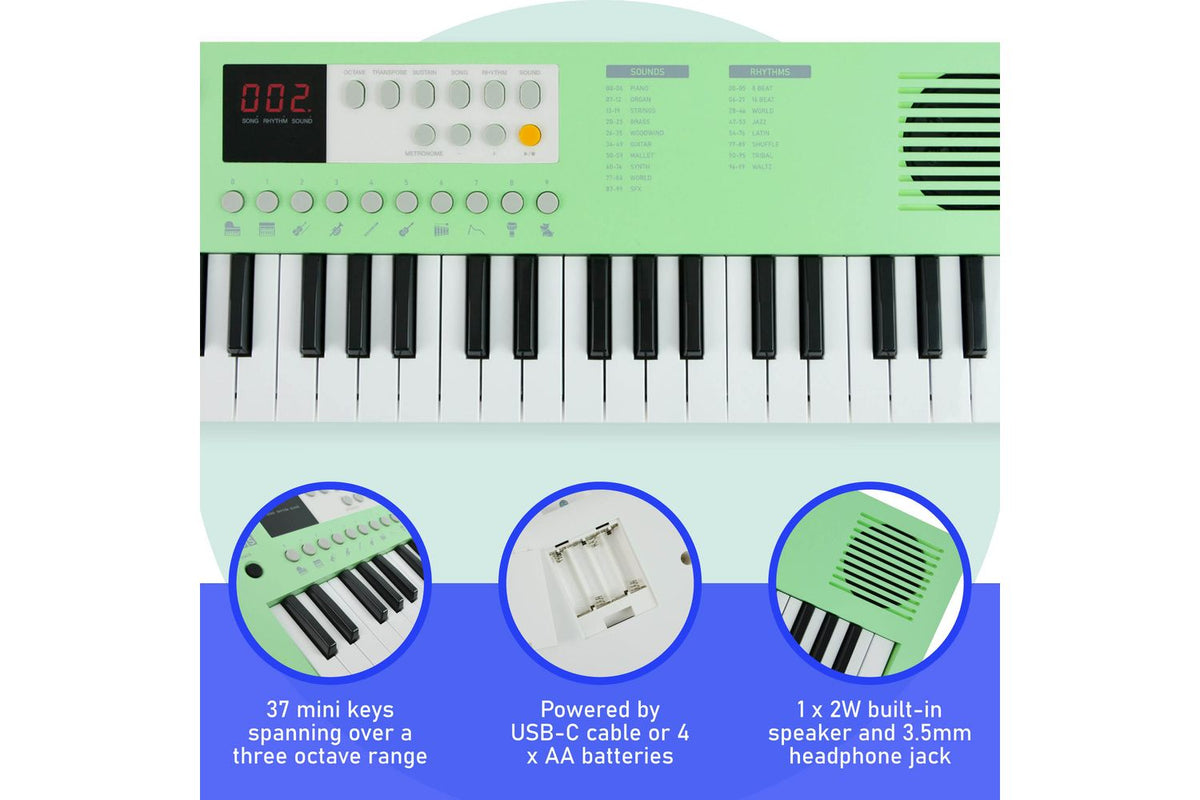 Axus Mini Keyboard 37 Key Keyboard - Green-2