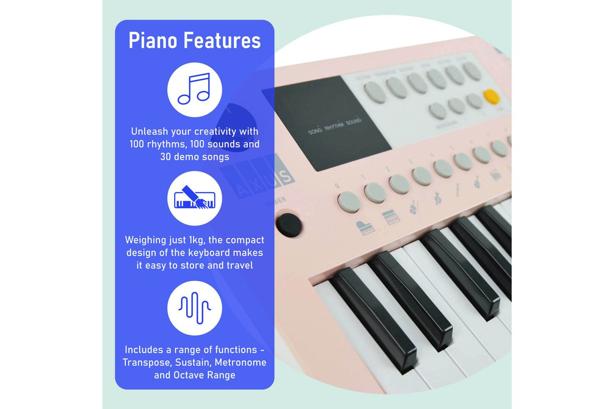 Axus Mini Keyboard 37 Key Keyboard - Pink-3