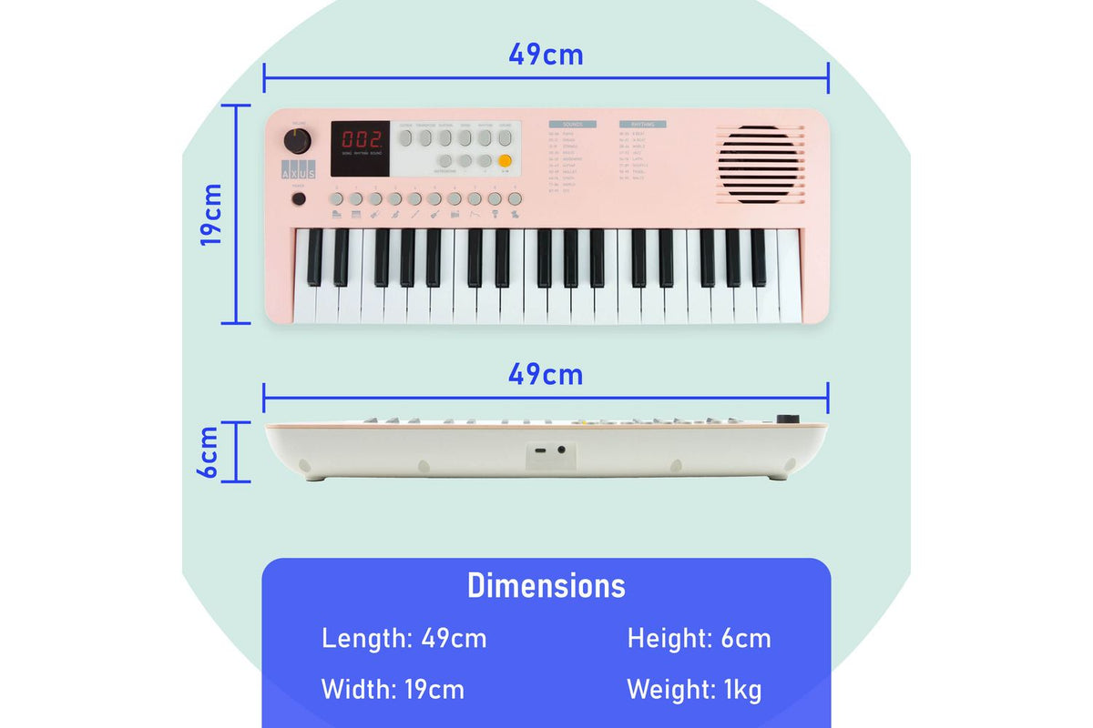 Axus Mini Keyboard 37 Key Keyboard - Pink-4