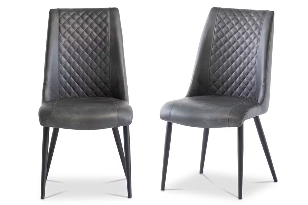 Amber Dining Chairs | Leather | Grey | Set of 2-3
