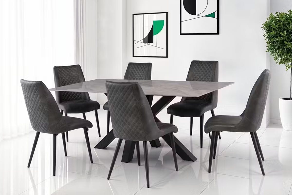Amber Dining Chairs | Leather | Grey | Set of 2-2