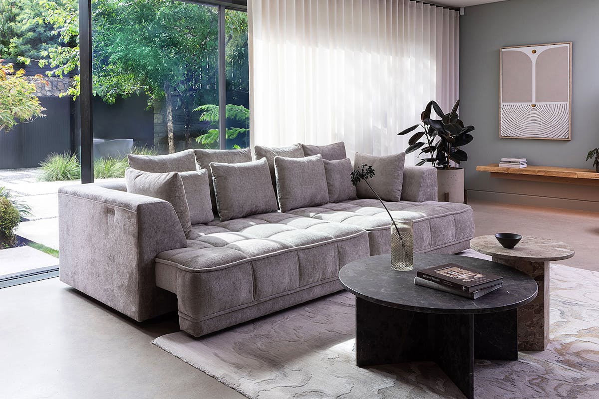 Amelia 4 Seater Sofa | Dual Power Slider | Fabric | Beige-3