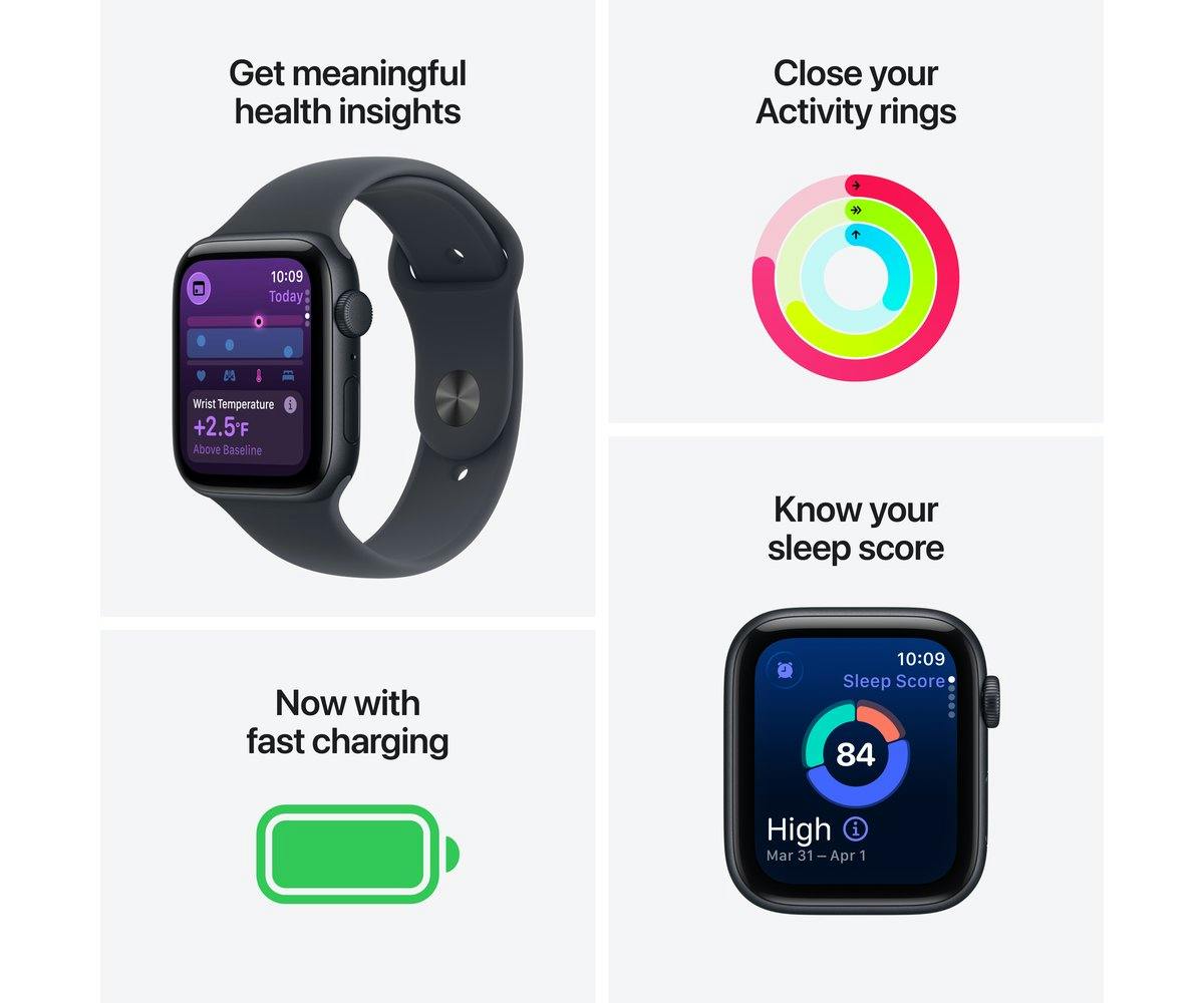 Apple Watch SE 3 | GPS | 44mm | Midnight Aluminium | Midnight Sport Band | M/L-12