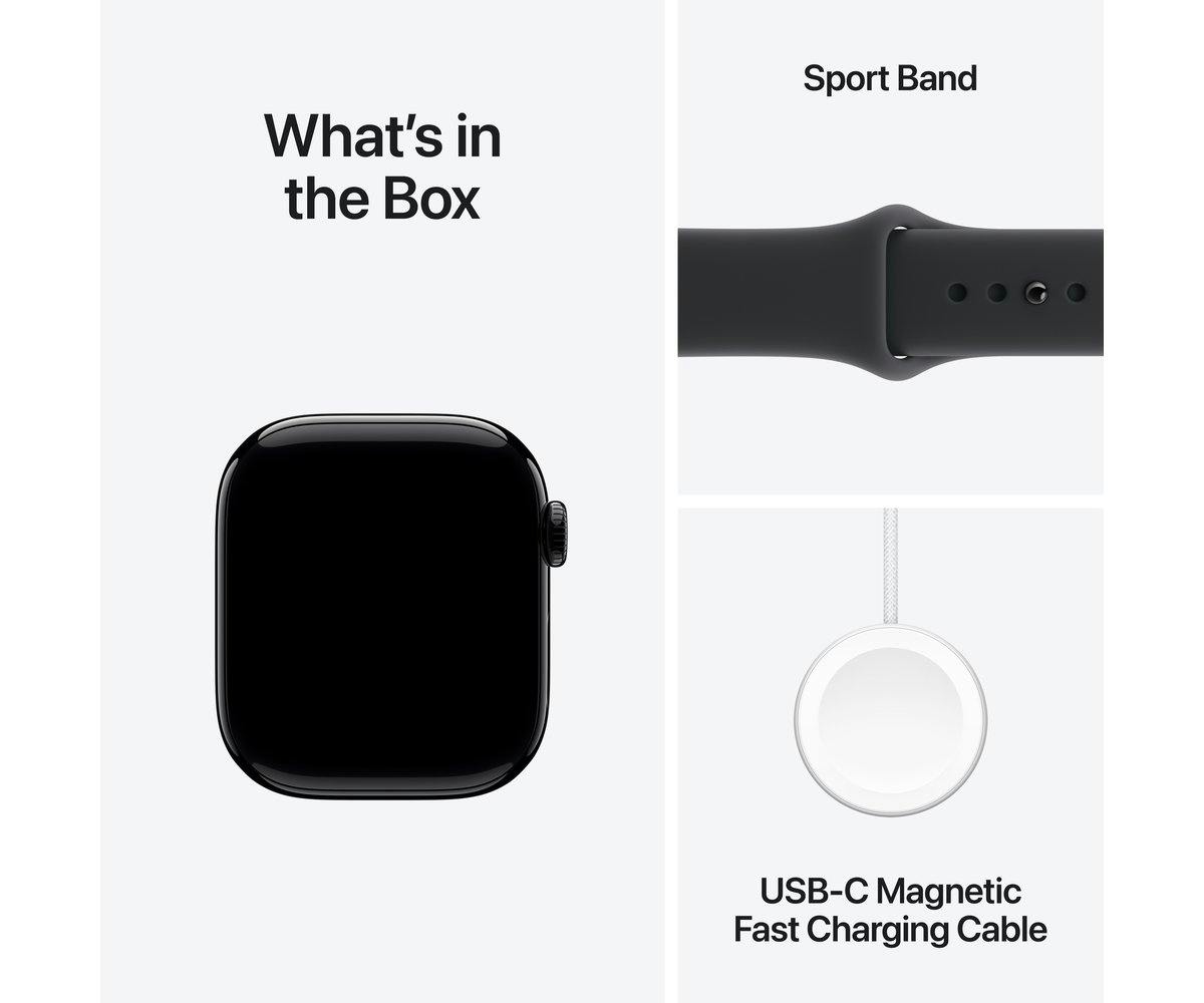 Apple Watch Series 11 | GPS | 42mm | Jet Black Aluminium | Black Sport Band | S/M-19