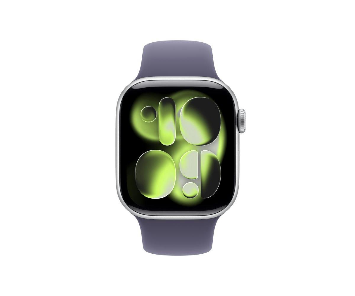 Apple Watch Series 11 | GPS | 46mm | Silver Aluminium | Purple Fog Sport Band | S/M-12